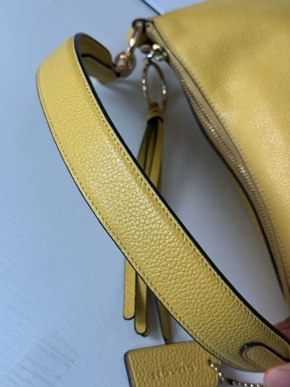 Coach Polished Pebble Leather Huda Hobo Bag in Bright Yellow